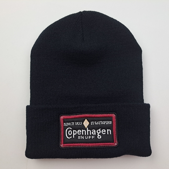 Copenhagen Embroidered Patch Beanie Skull Cap Hat Black - Picture 1 of 3